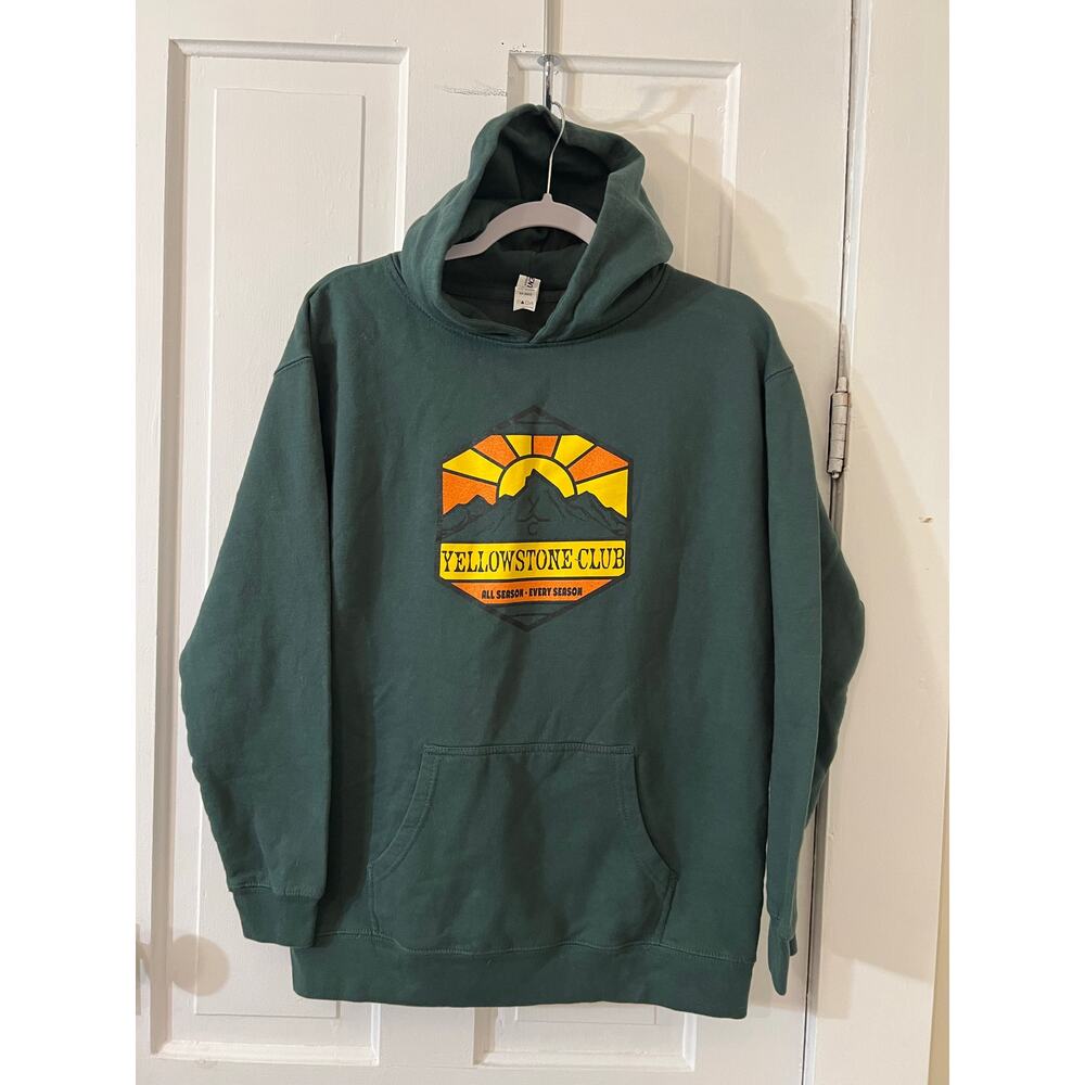 Yellowstone Club YC Big Sky Montana kids XL sweatshirt hoodie green adult
